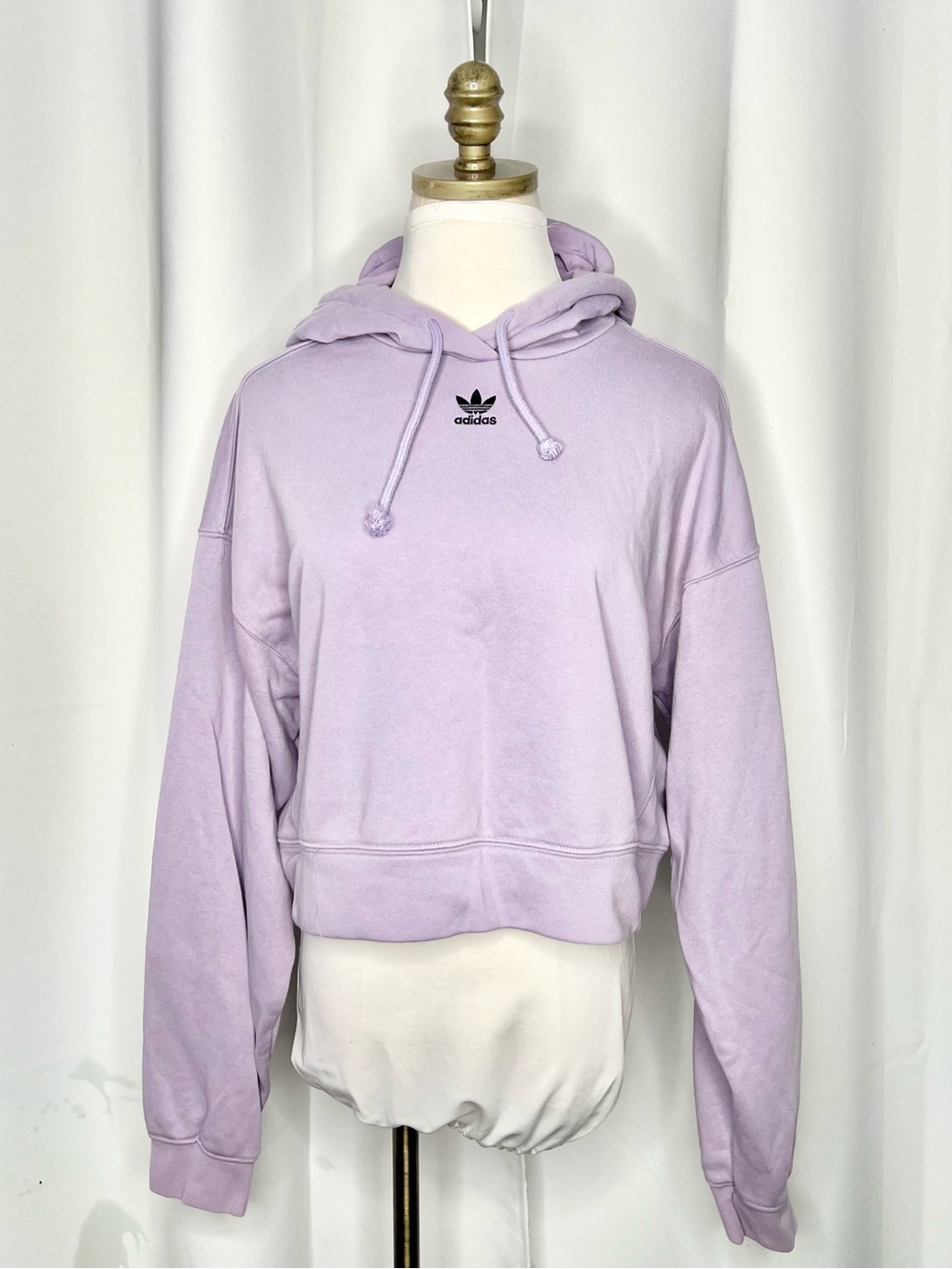 ADIDAS ORIGINAL CROPPED HOODIE LAVENDER PURPLE TREFOIL WOMEN’S SIZE M